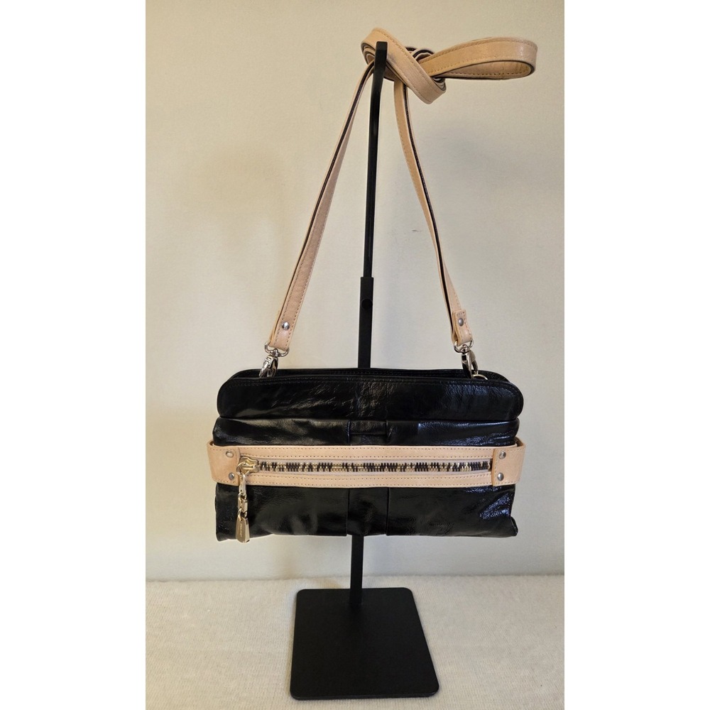 See by Chloe Daytripper Patent Black Leather Zip Front Cross-Body Bag Clutch